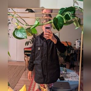 Black Hooded Carhartt WIP Parka Jacket